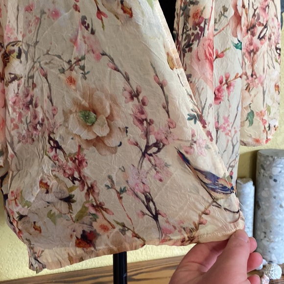 Sans Souci Floral Kimono Cardigan Style Shirt Top - Picture 2 of 7